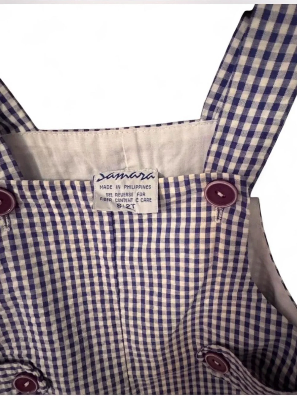 Kids Purple Gingham Overalls with Tractor Patch